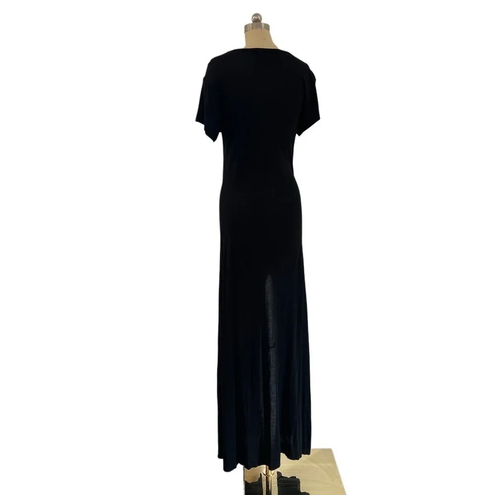 Reformation Black t-shirt Sheath Maxi Long Minimalist Casual basic Dress XS S